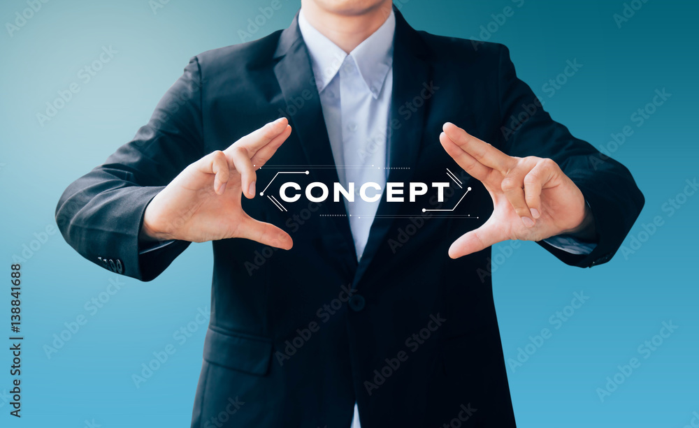 business man hand sign about technology concept