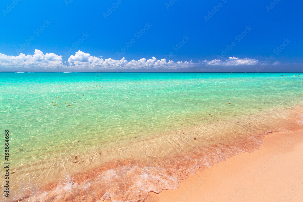 Beach at Caribbean sea in Playa del Carmen, Mexico