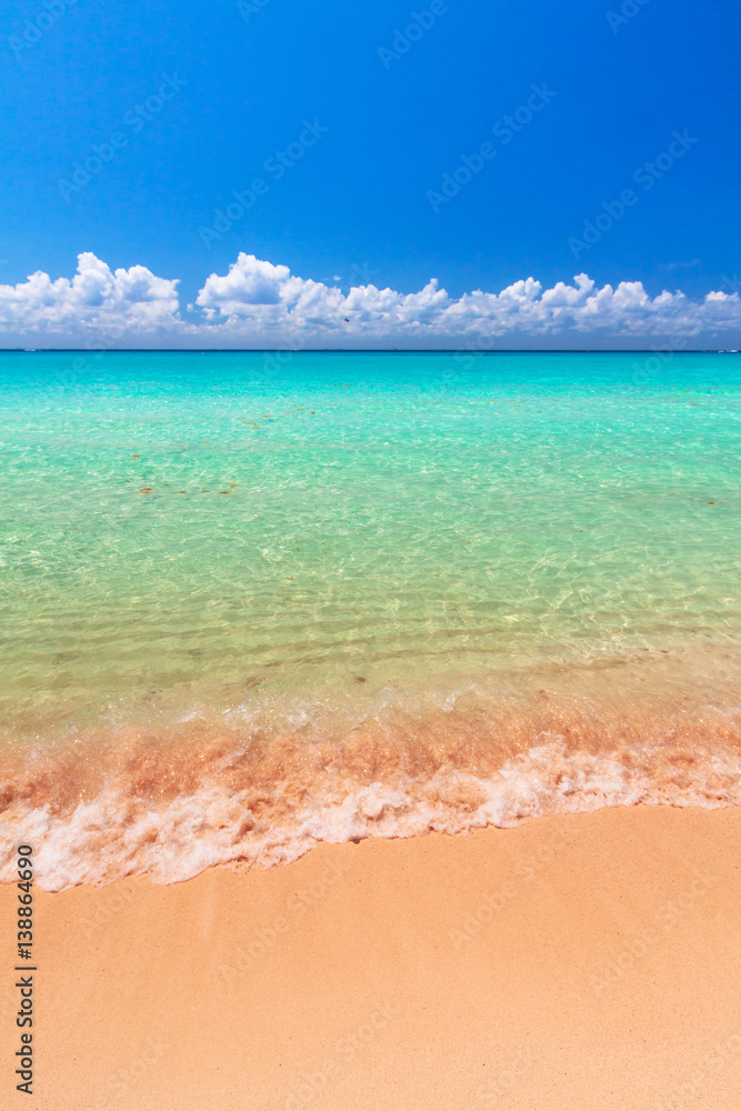 Beach at Caribbean sea in Playa del Carmen, Mexico