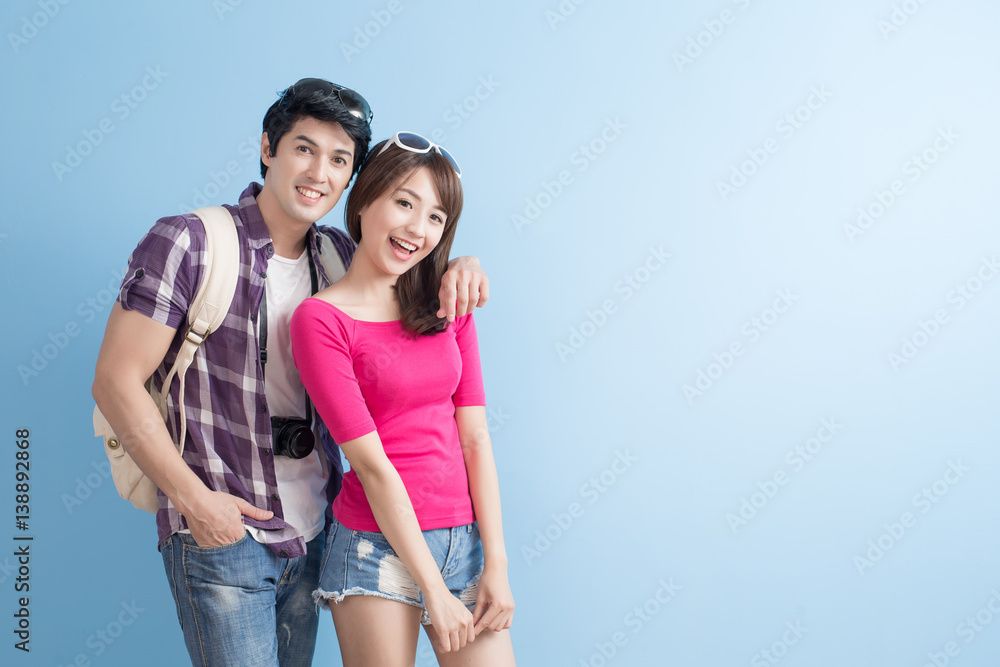 young couple go to travel