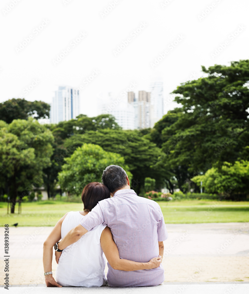 Senior Asian Couple Outdoors Nature Concept