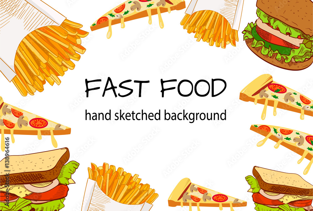 FAST FOOD hand skeched VECTOR background