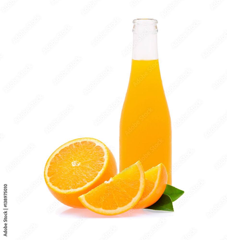 Citrus fruit with a bottle of orange juice