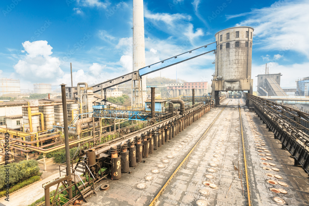 Steel Plant old industrial equipment scene in China