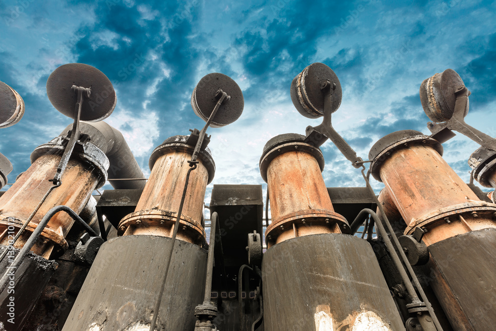 Steel Plant old industrial equipment scene in China