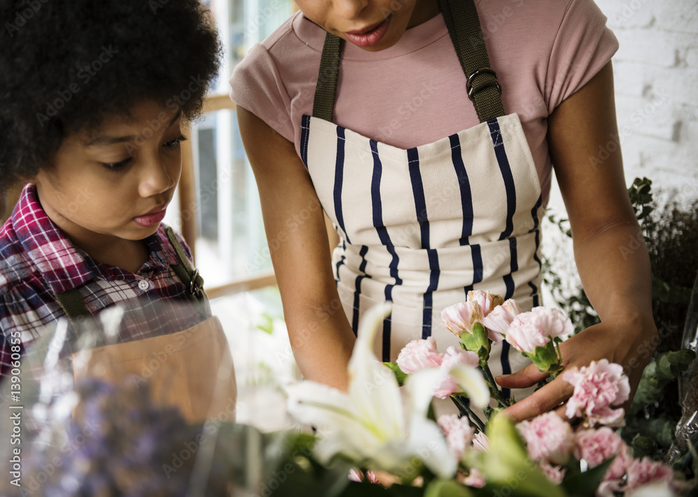 Business of flower shop with woman owner