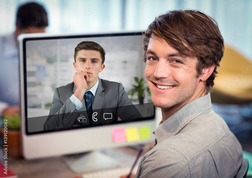 Video Chat between businessmen