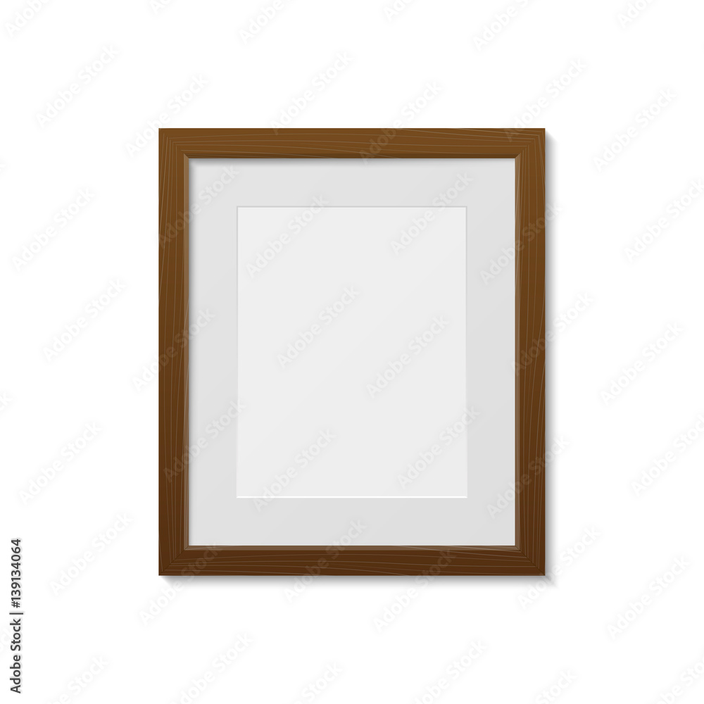 Wooden photo frame template, isolated on white