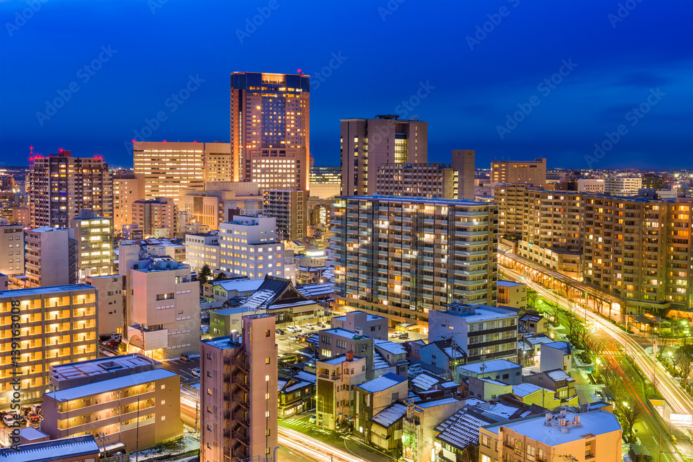 Kanazawa, Japan downtown city skyline.