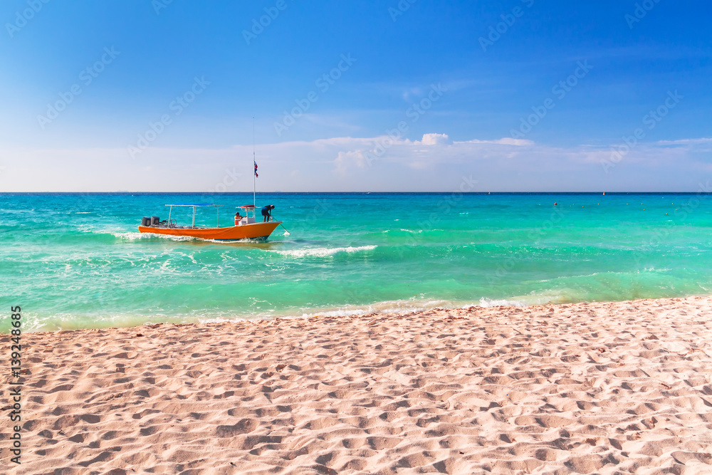 Beach at Caribbean sea in Playa del Carmen, Mexico