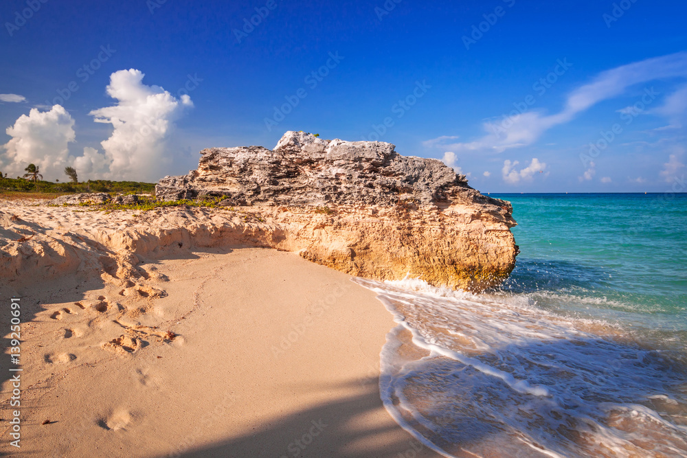 Beach at Caribbean sea in Playa del Carmen, Mexico