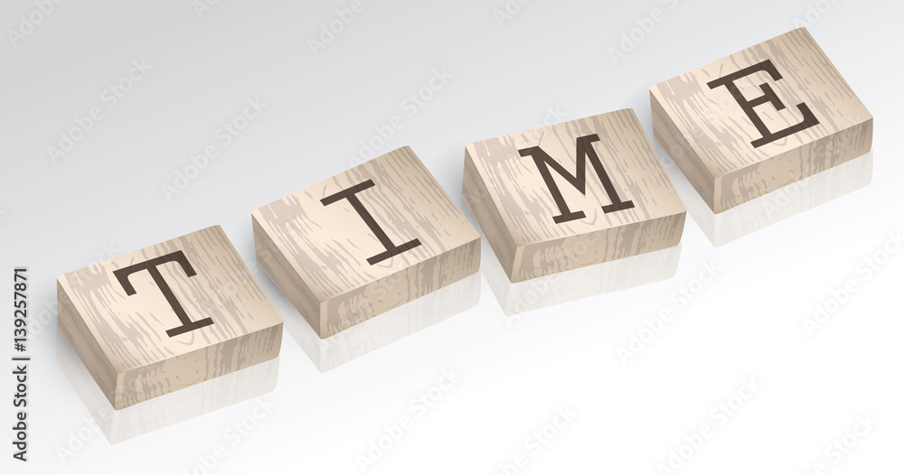 Word TIME composed from alphabet blocks vector illustration