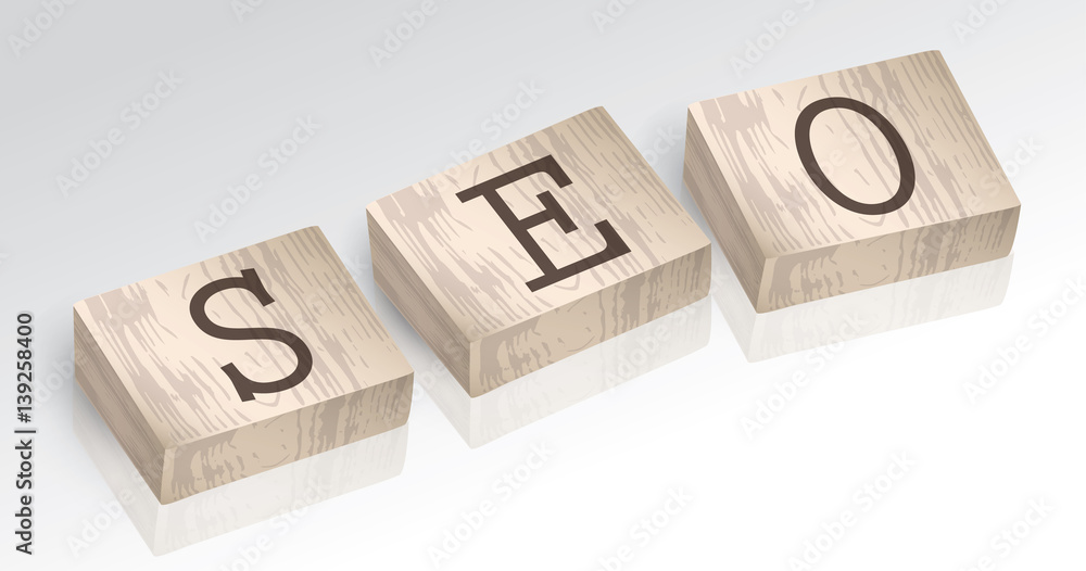 Word SEO composed from alphabet blocks vector illustration