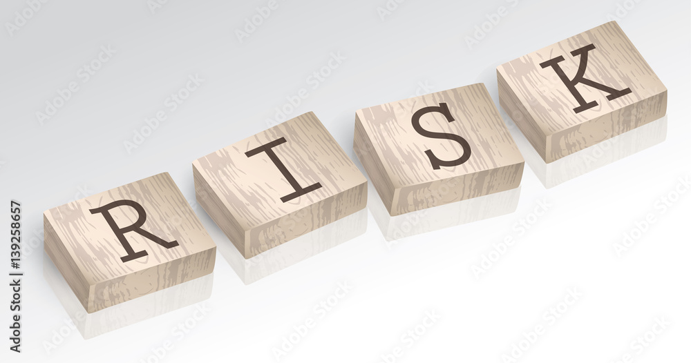 Word RISK composed from alphabet blocks vector illustration