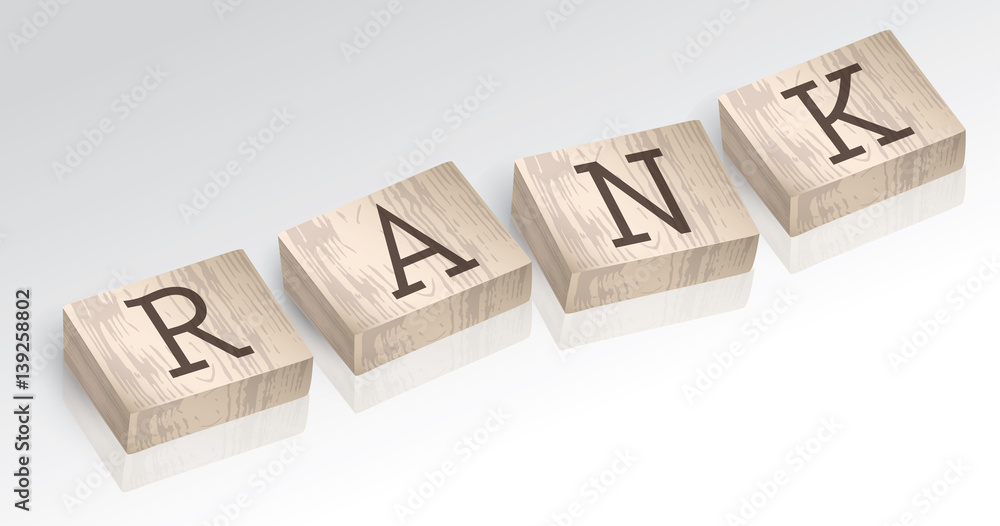 Word RANK composed from alphabet blocks vector illustration