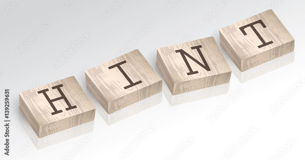 Word HINT composed from alphabet blocks vector illustration