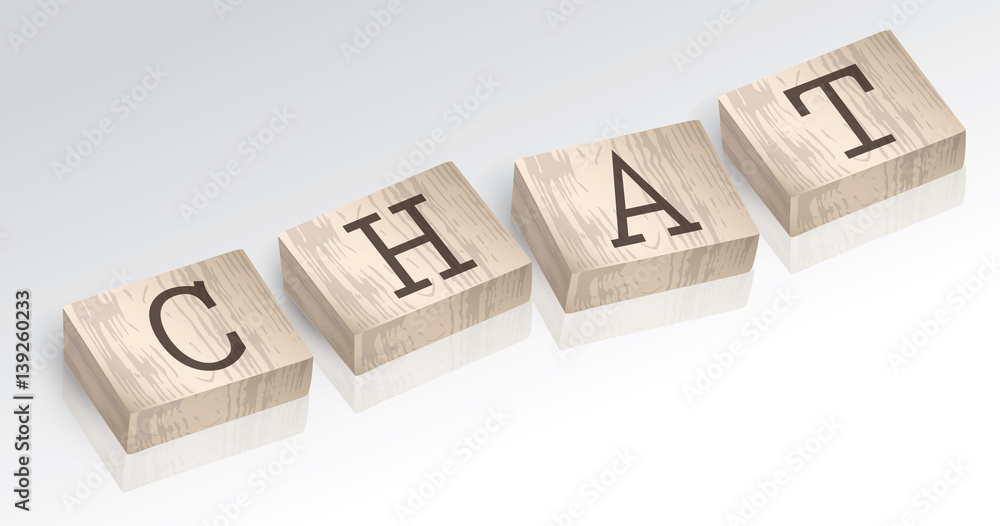 Word CHAT composed from alphabet blocks vector illustration