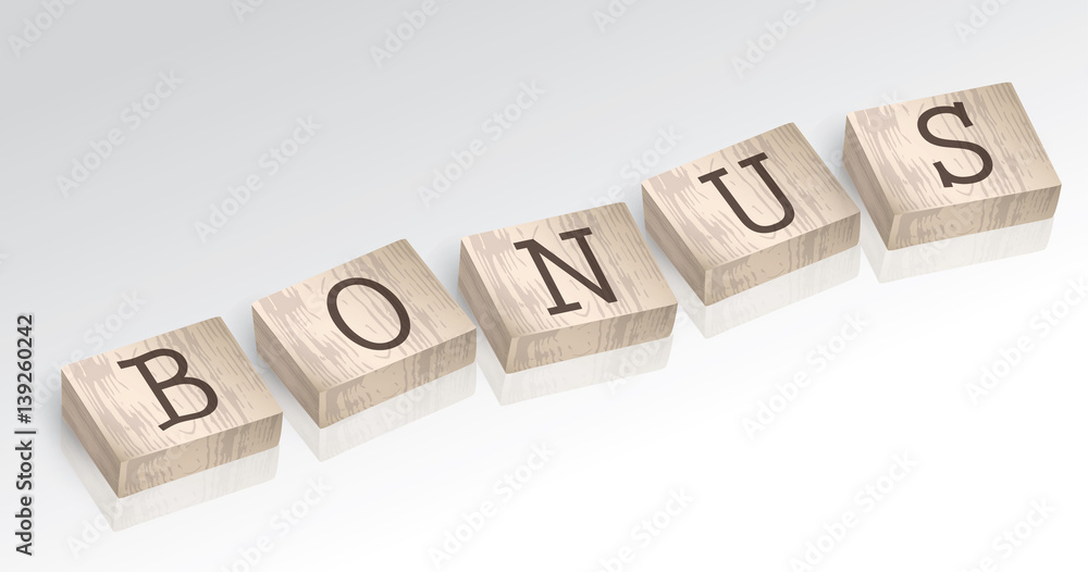 Word BONUS composed from alphabet blocks vector illustration