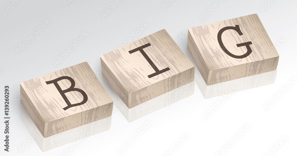 Word BIG composed from alphabet blocks vector illustration