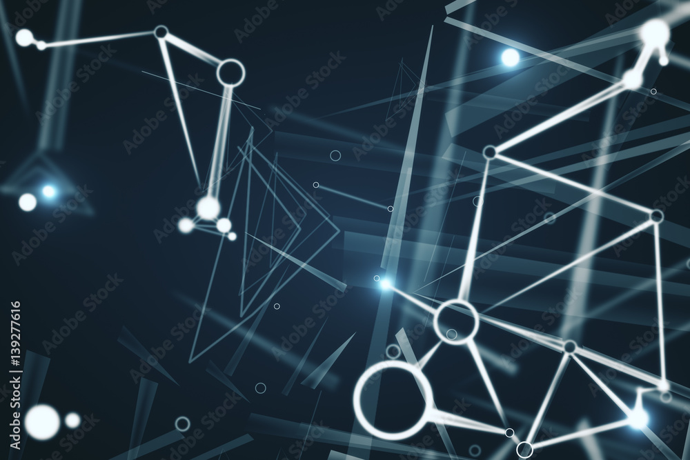 Connected dots and circles, technology concept