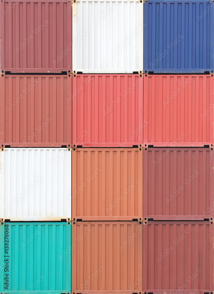 Multicolor of Cargo container stack at container yard area