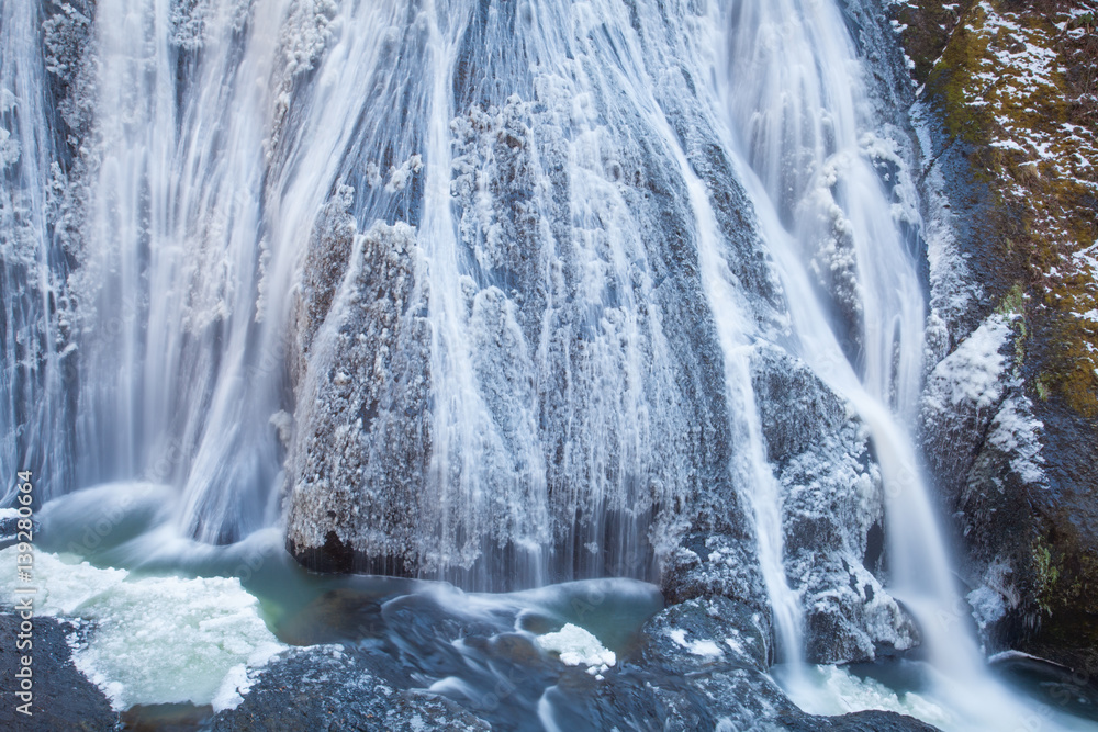 Ice waterfall in winter season Fukuroda Falls , Ibaraki prefecture , Japan