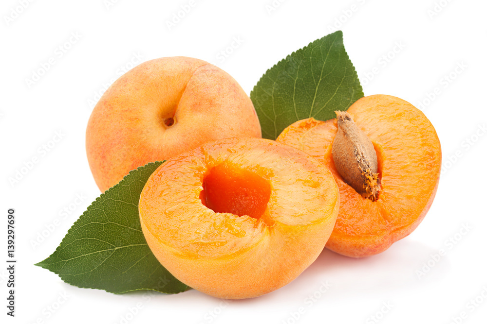 Apricot fruit on white