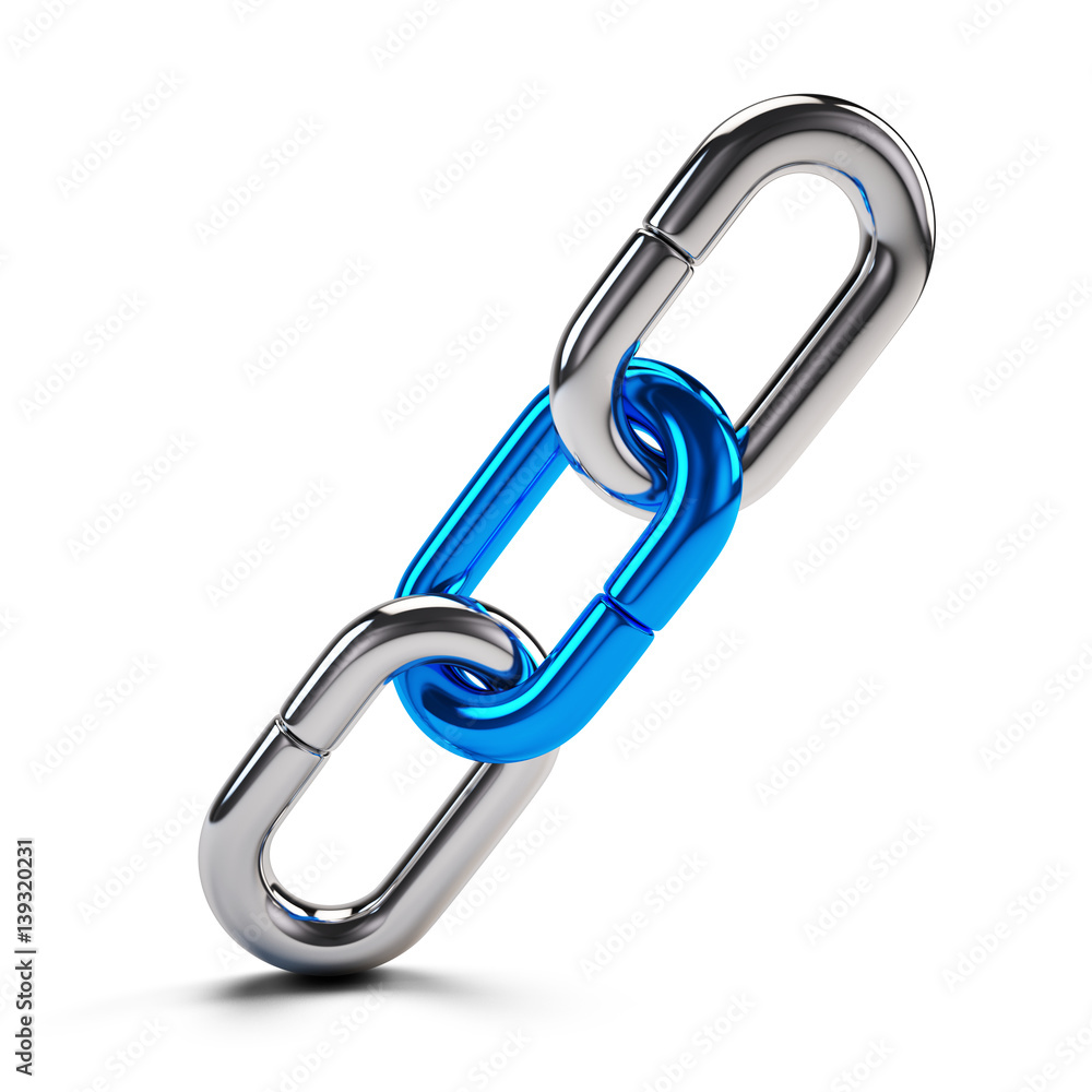 Lock, connection concept - Chain Link icon isolated on white. 3d rendering