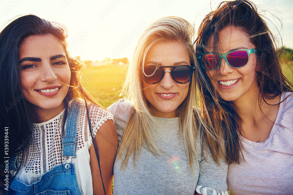 three girls enjoying the summer night 