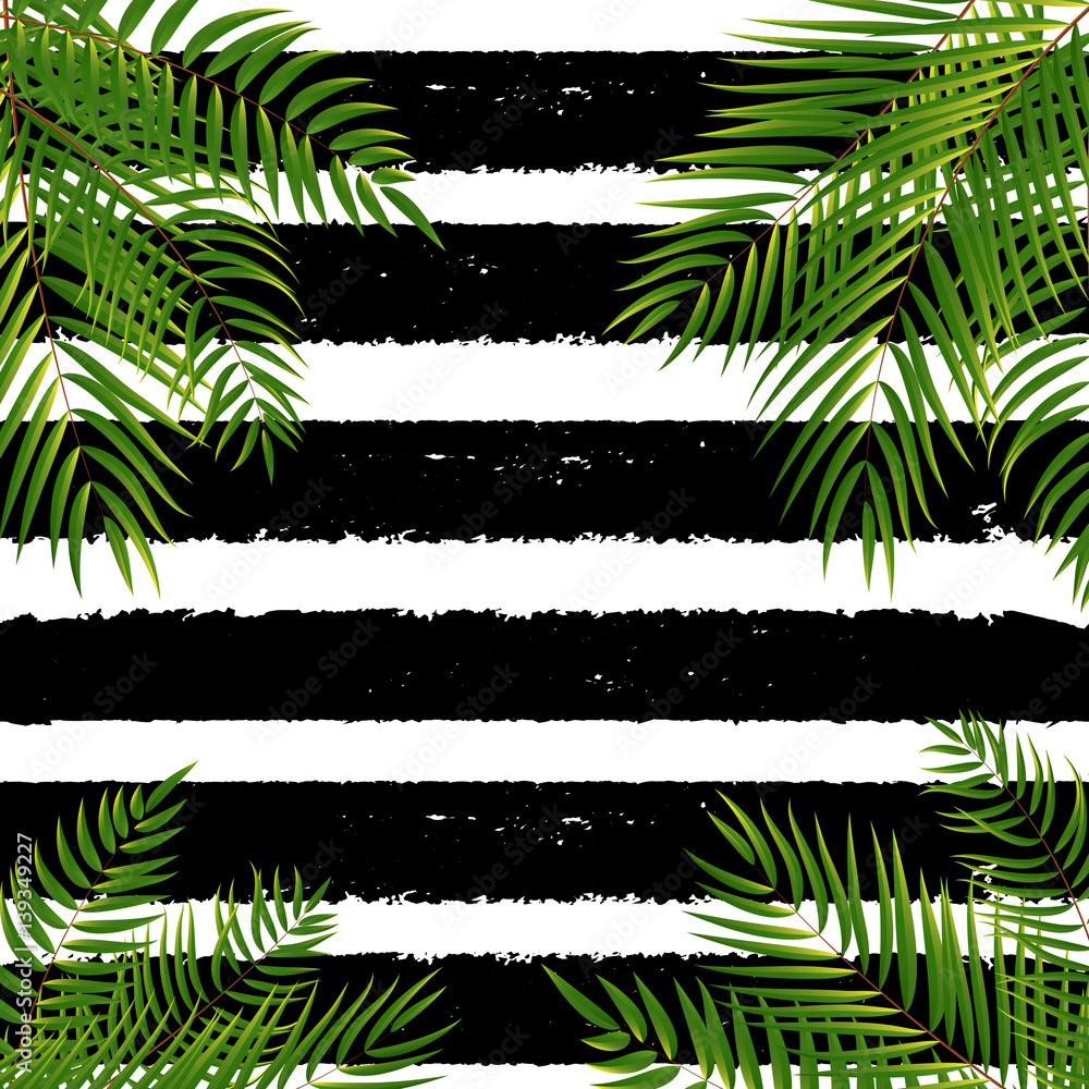 Beautifil Palm Tree Leaf  Silhouette Background Vector Illustrat