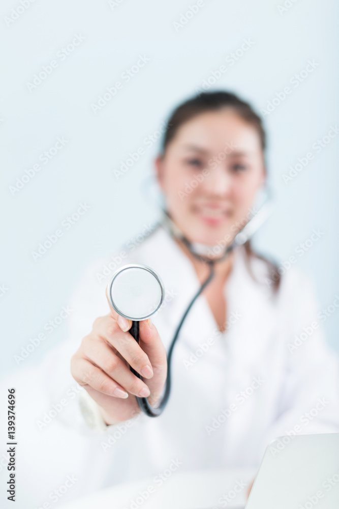 young pretty woman doctor in clinic