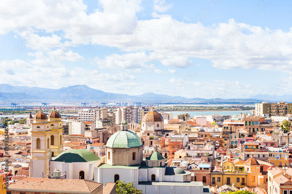 Cagliari panoramic view, Sardinia, historical mediterranean architecture of Italy