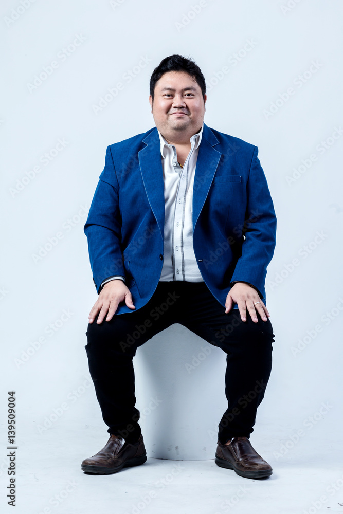 fat asian business man with shirt isolate on white background