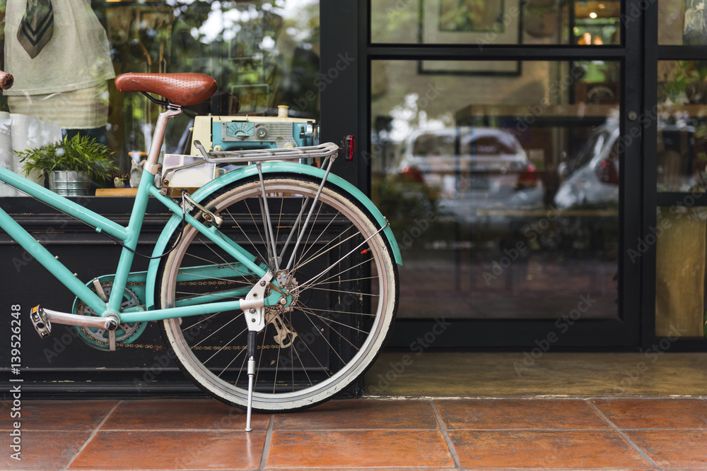 Bicycle Bike Vintage Cafe Shop Window Concept