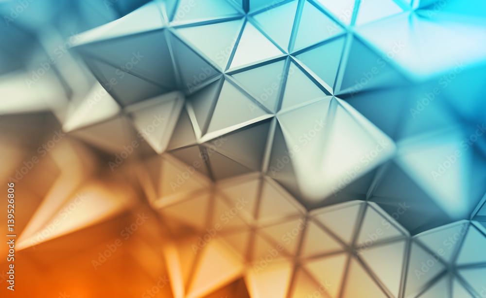 Abstract 3d rendering of triangulated surface. Contemporary background. Futuristic polygonal shape. 