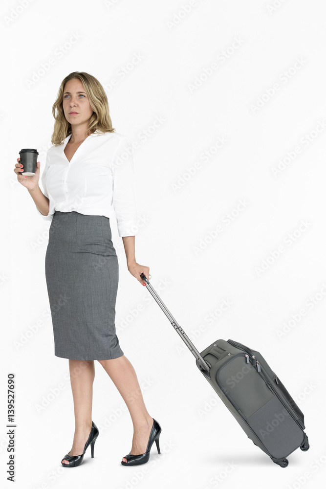 Businesswoman Passenger Traveling Vacation Suitcase Concept