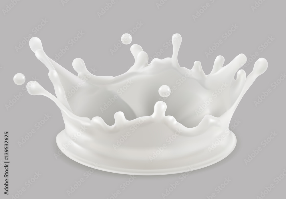 Milk splash. 3d vector icon