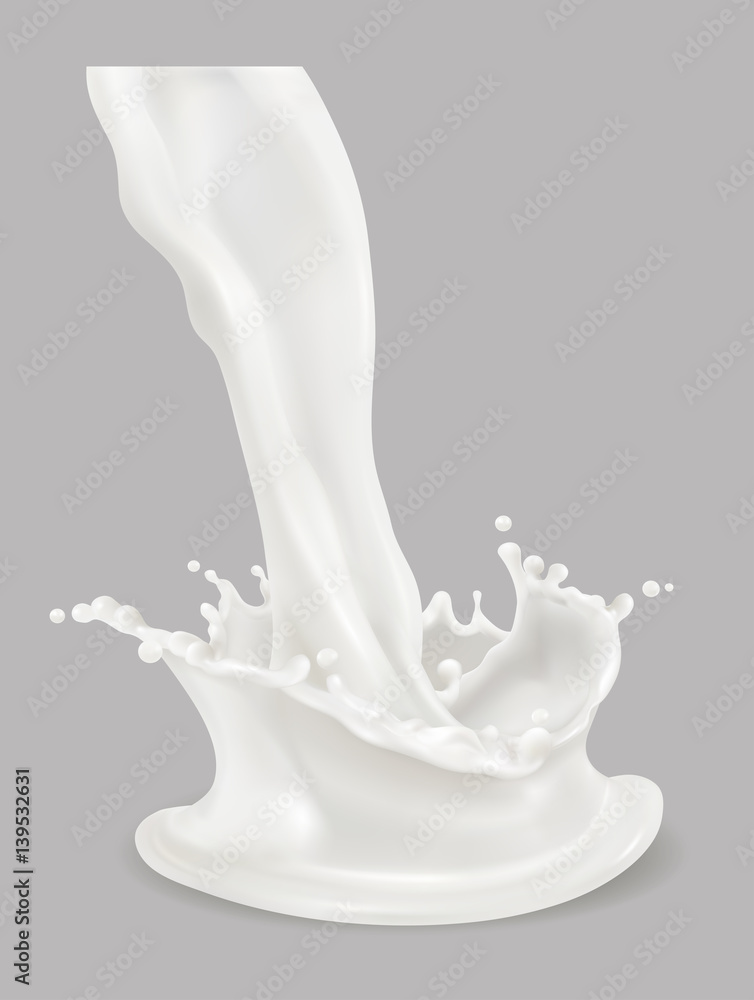 Milk splash. 3d vector icon