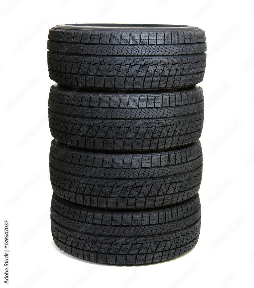 Car tires  on white