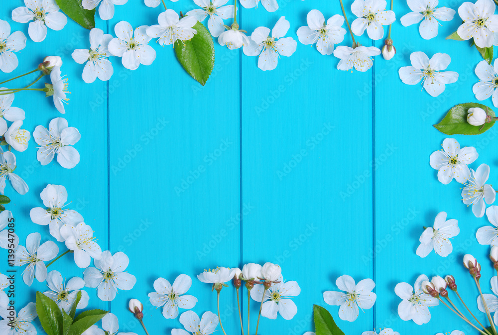  Spring flowers on wood