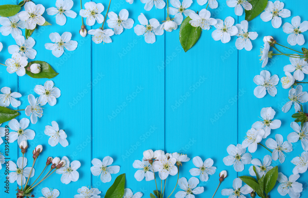  Spring flowers on wood