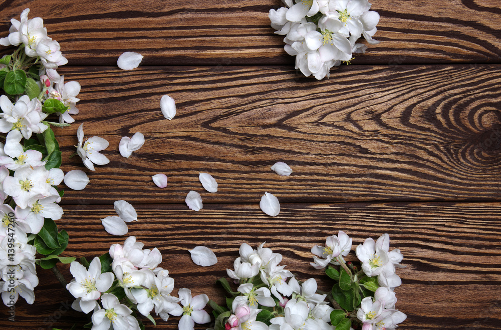  Spring flowers on wood