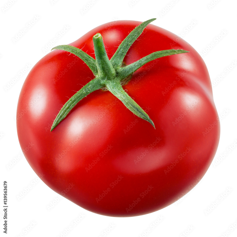 Tomato. Fresh raw vegetable isolated on white. With clipping path.