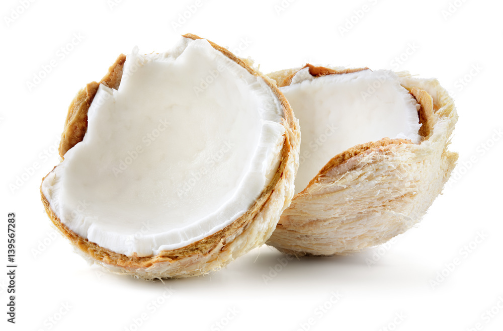 Coconut. Fresh young nut isolated on white background. Full depth of field.