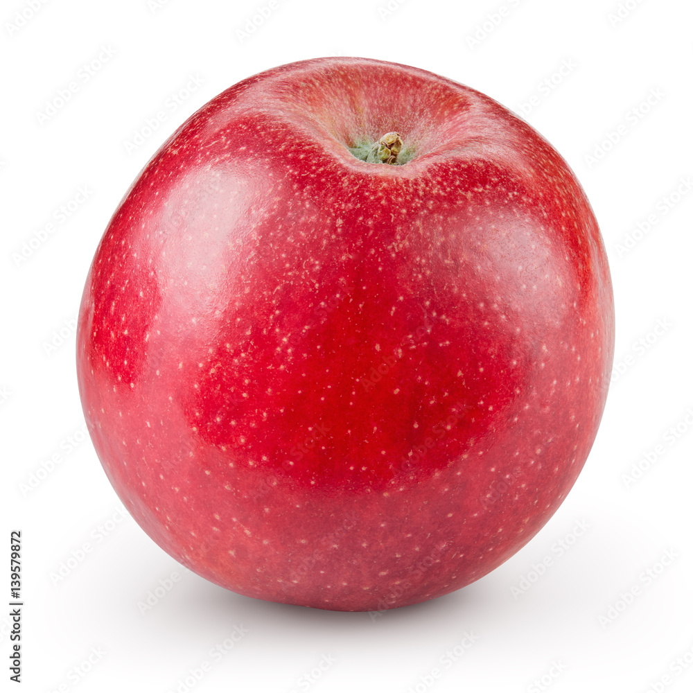 Red apple isolated on white background. Fresh raw organic fruit.