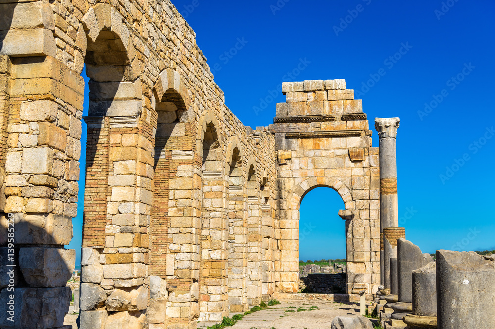 Ruins of a roman basilica at Volubilis, Morocco