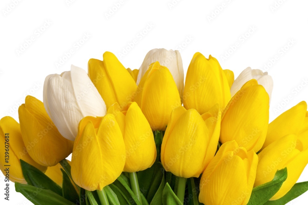 Spring flowers on desk.