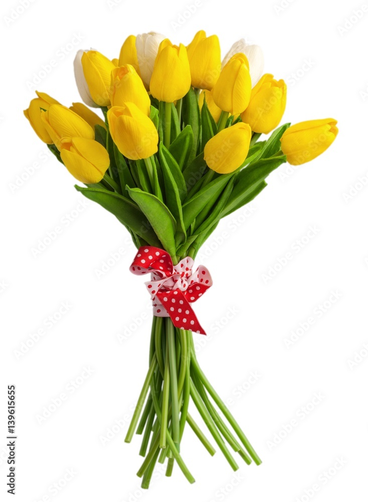 Spring flowers on desk.