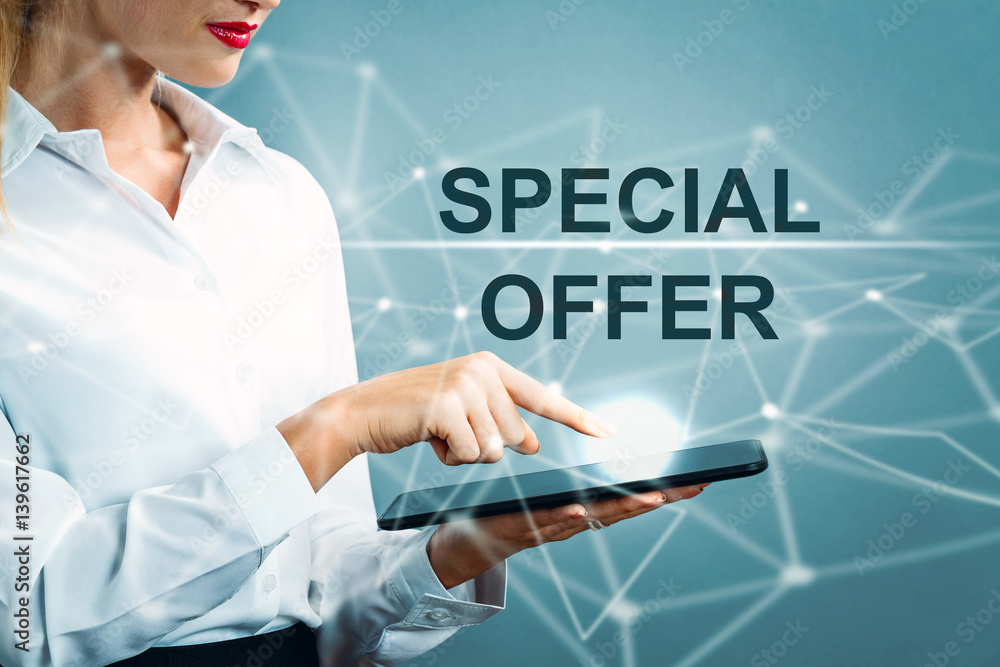 Special Offer text with business woman