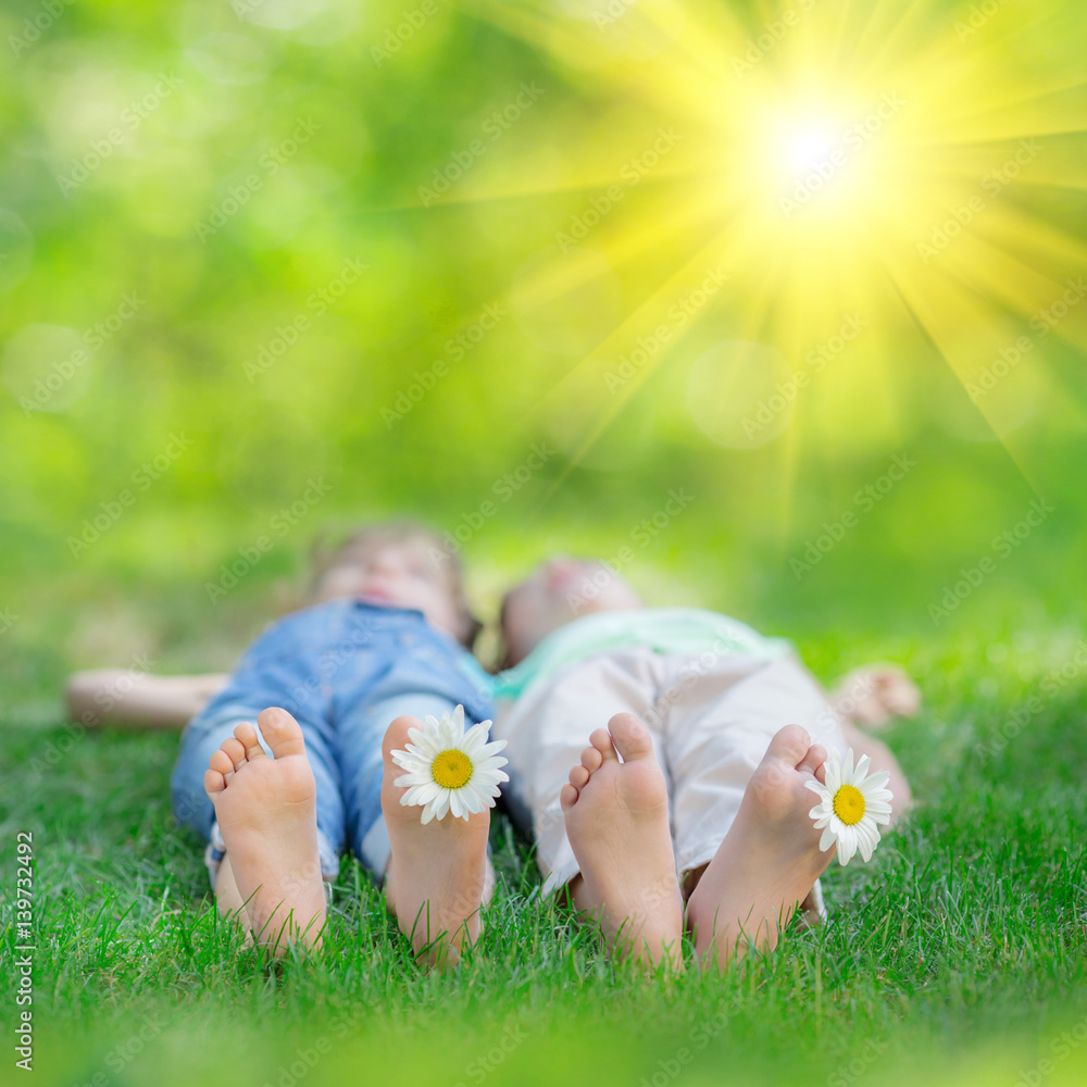 Happy children playing outdoors